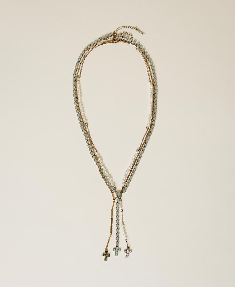 Collier Et Bracelet En Laiton Vieilli Avec Strass - Set De Bijoux Vintage Occasion