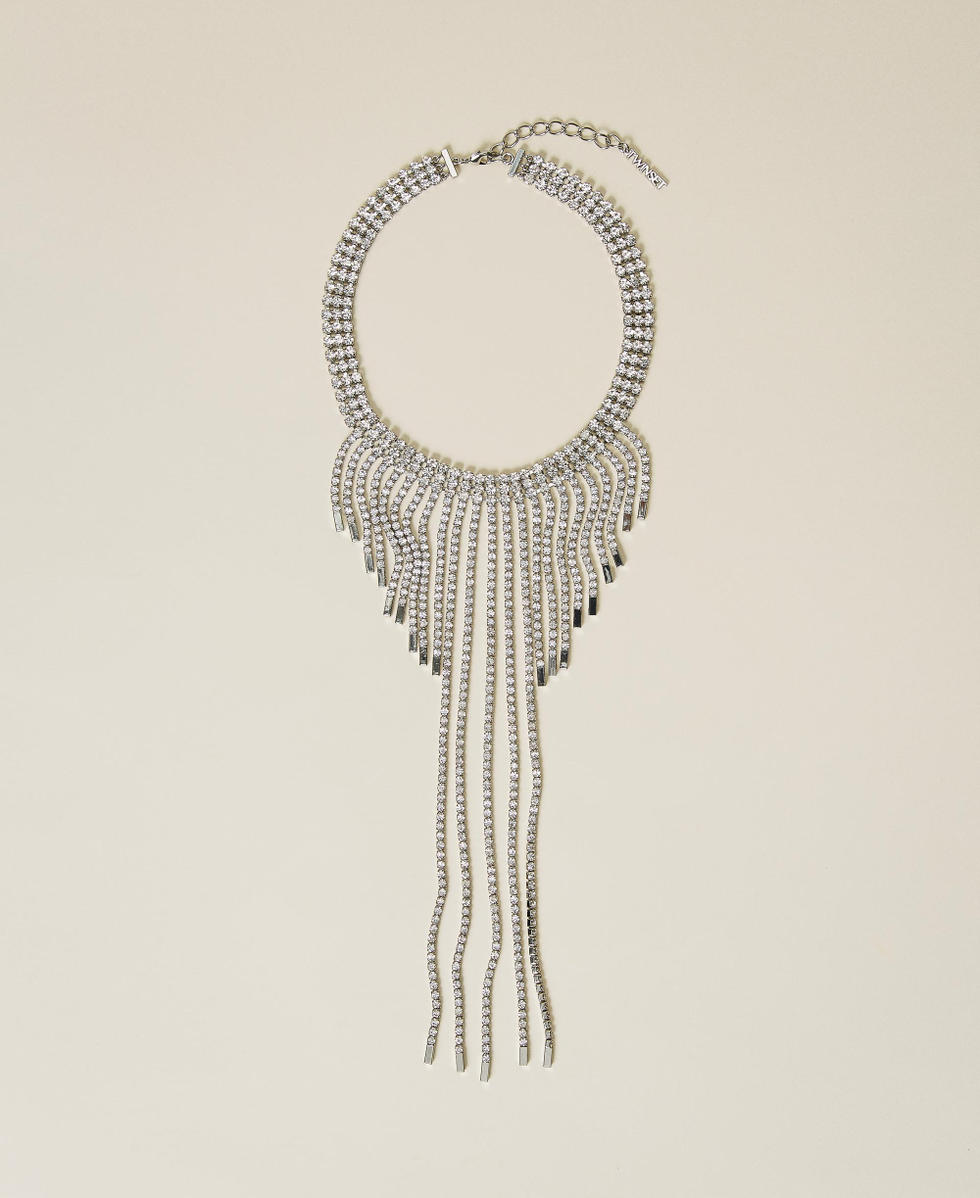 Choker with rhinestones and fringes