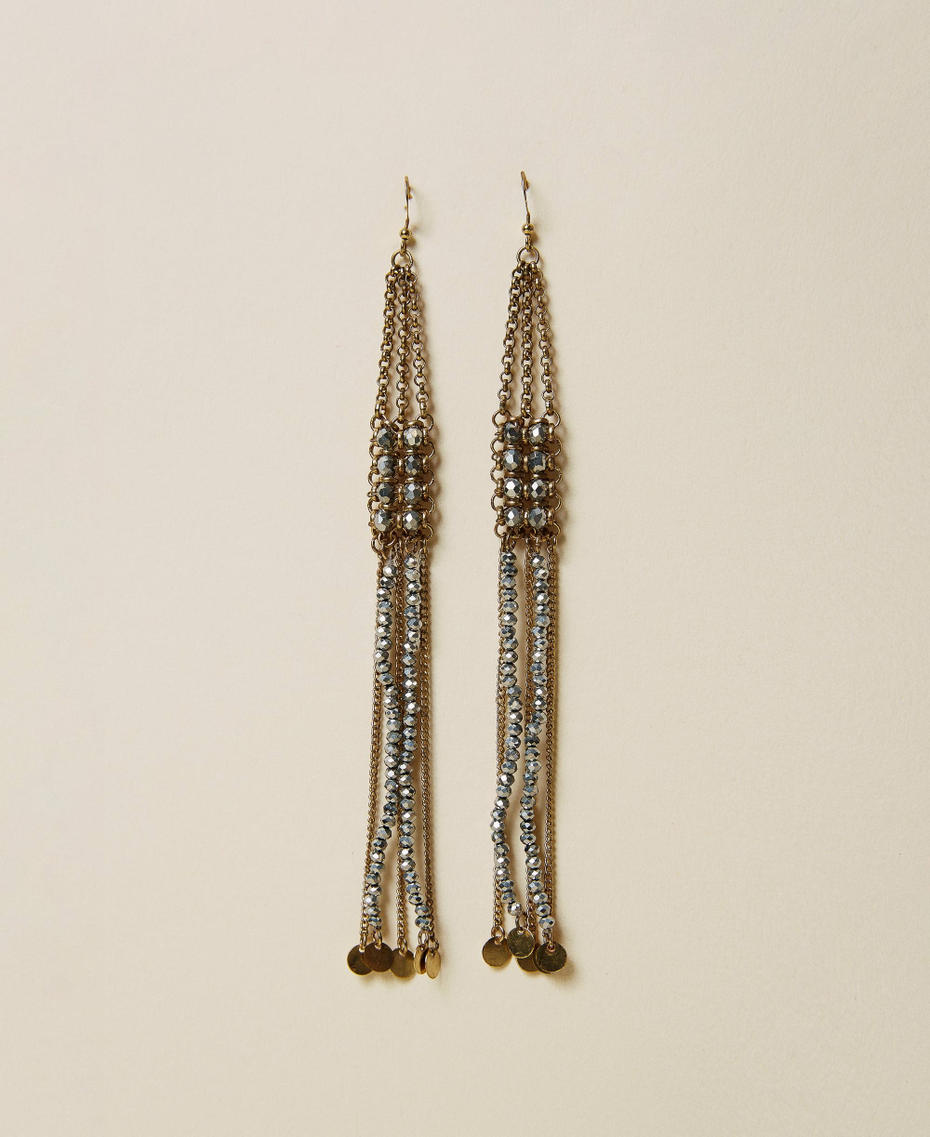 Fringe and bead earrings Aged Brass Woman 221TA404B-01