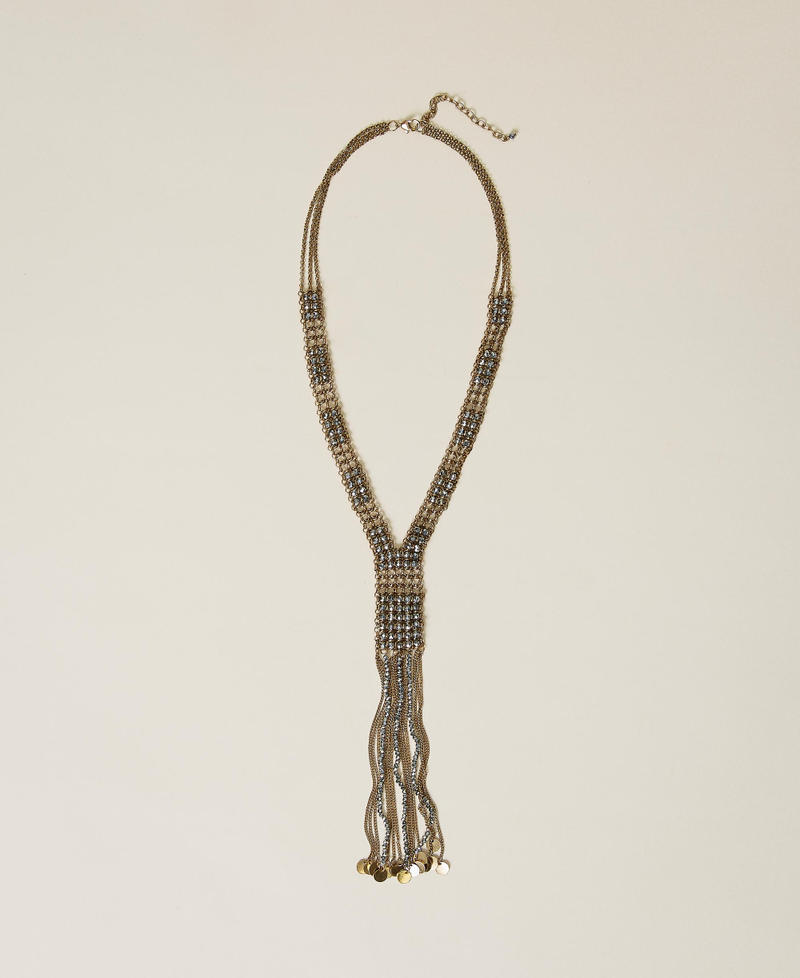 Halskette mit Fransen und Perlchen Altmessing Frau 221TA404C-01