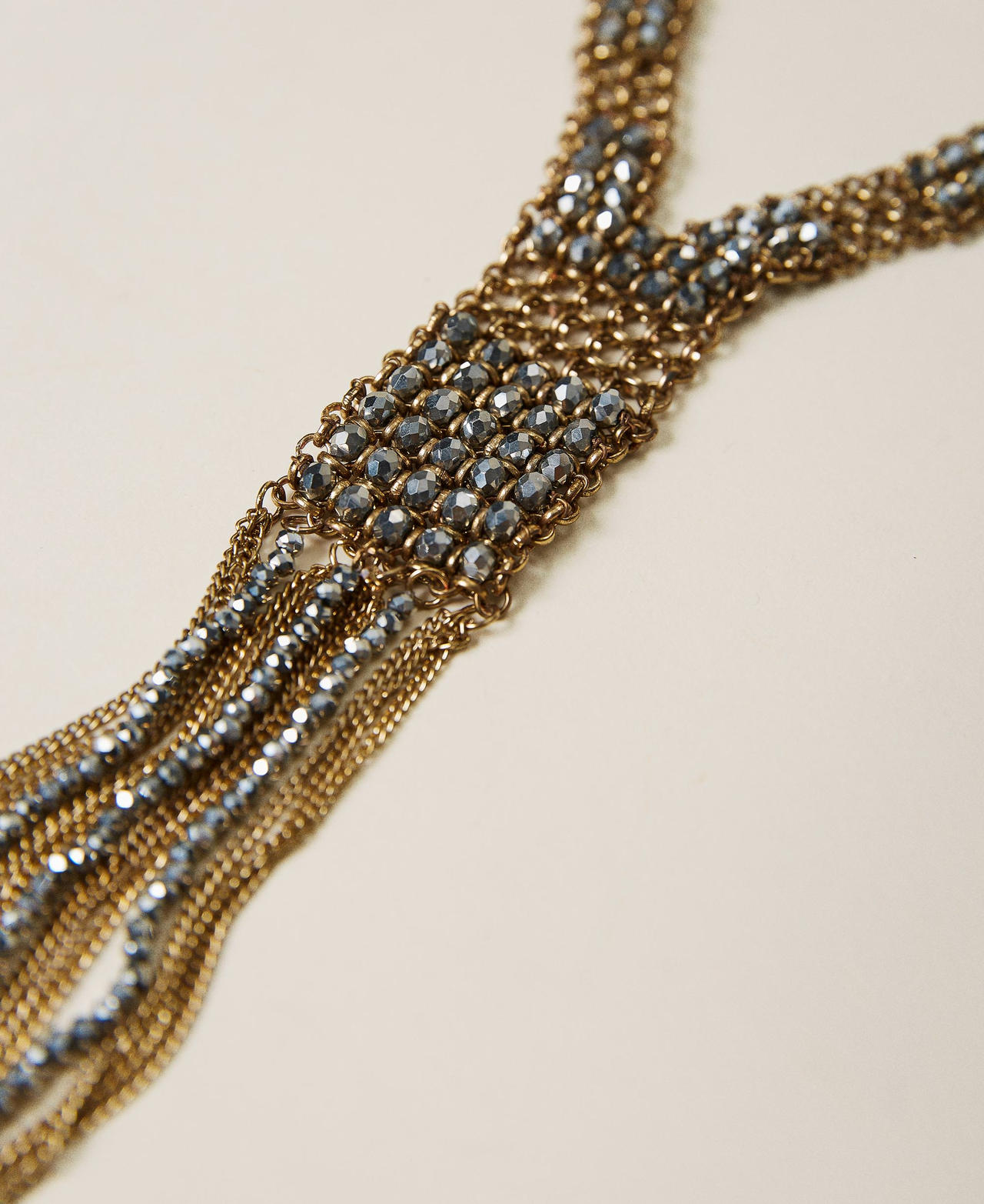 Halskette mit Fransen und Perlchen Altmessing Frau 221TA404C-02