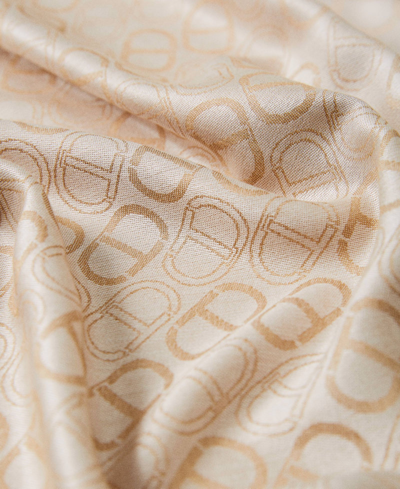Jacquard stole with logo Lily Fadeout Oval T Jacquard / "Cuban Sand” Beige Woman 221TA4063-02