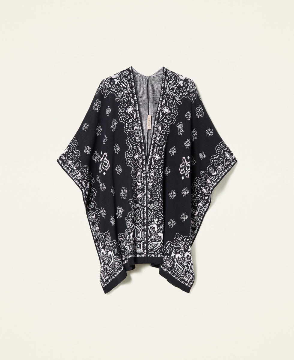 Jacquardponcho mit Bandanadessin