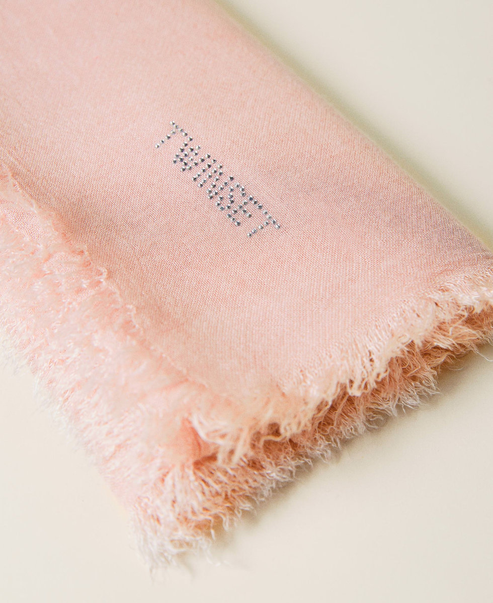Scarf with rhinestone logo