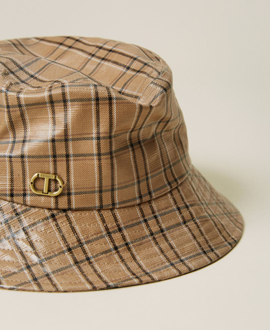 Fisherman’s hat with check print Camel Checks Woman 221TA4100-01