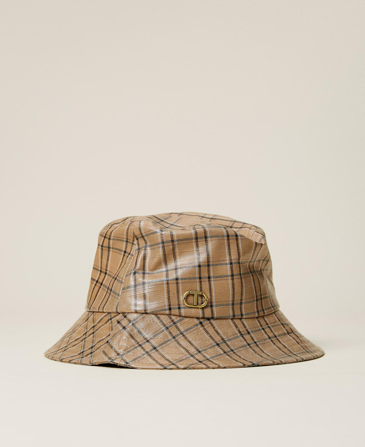 Fisherman’s hat with check print Camel Checks Woman 221TA4100-02