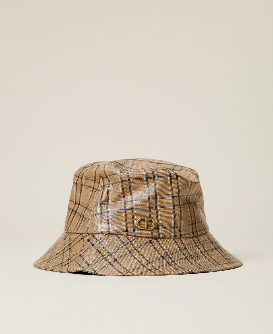 Fisherman’s hat with check print Camel Checks Woman 221TA4100_06718_02