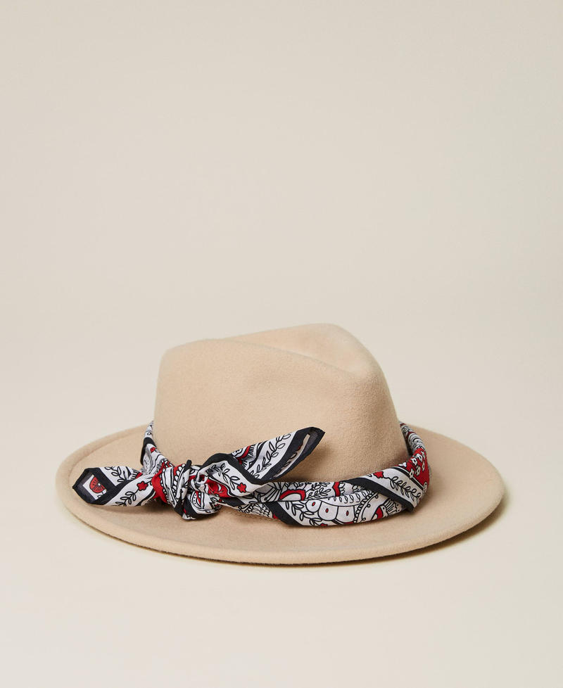 Wool hat with bandanna “Cuban Sand” Pink Woman 221TA4103-01