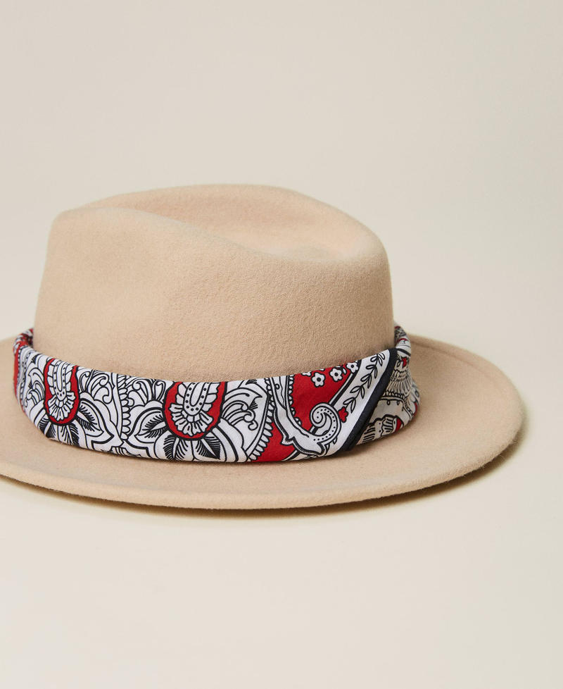 Wool hat with bandanna “Cuban Sand” Pink Woman 221TA4103-03
