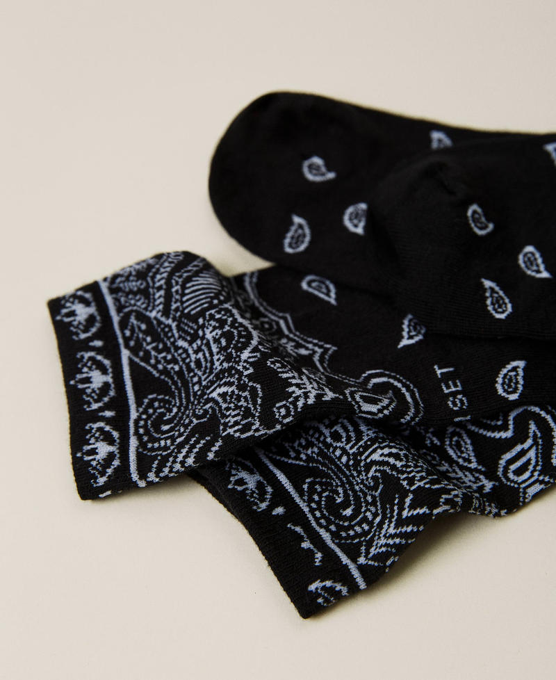 Calcetines de jacquard con diseño bandana Jacquard Bandana Negro / Blanco «Nieve» Mujer 221TA4120-02