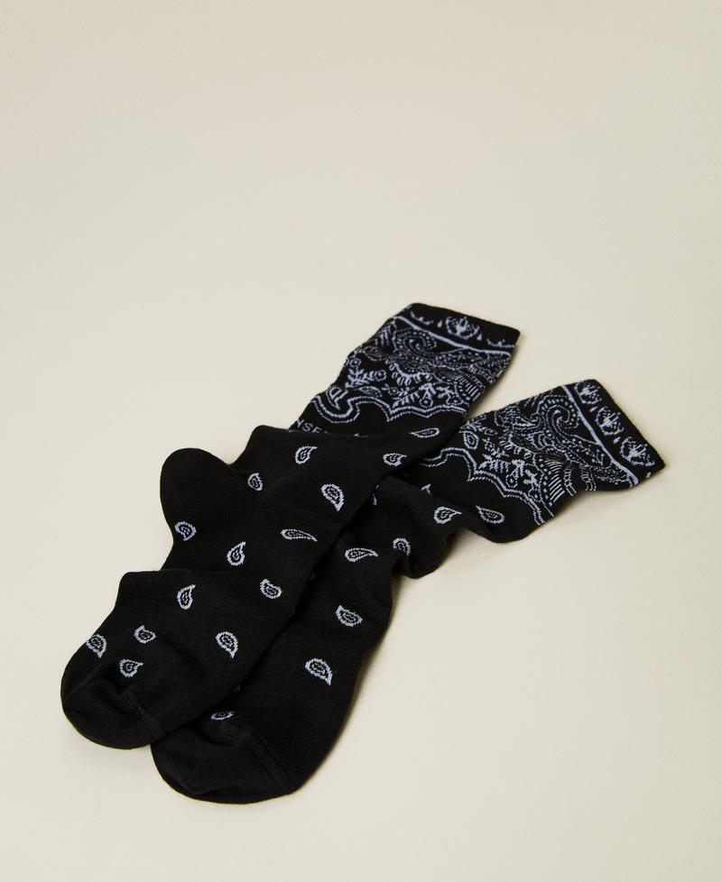Calcetines de jacquard con diseño bandana Jacquard Bandana Negro / Blanco «Nieve» Mujer 221TA4120-03