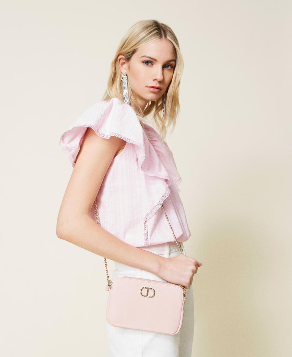 'Lili’ shoulder bag with logo and chain "Sahara Rose” Pink Woman 221TB7154-0S