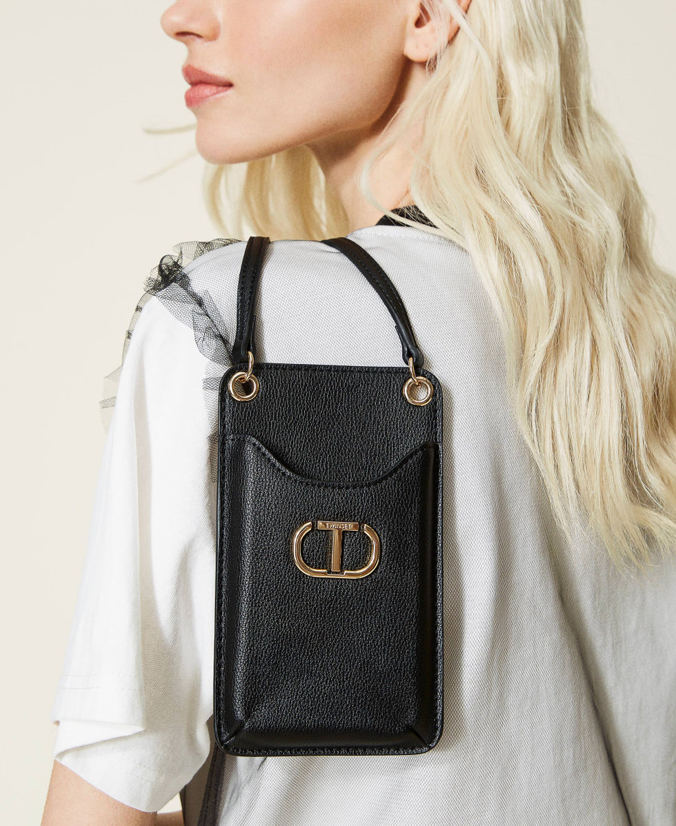 Phone case with logo and shoulder strap Woman Green TWINSET Milano