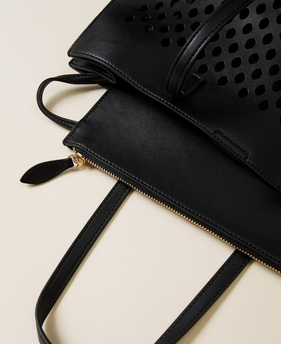 Openwork shopper with logo