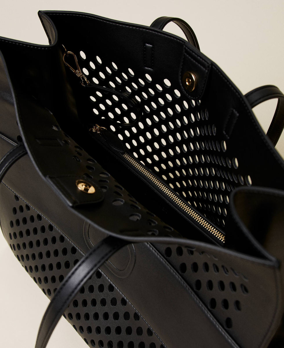 Openwork shopper with logo