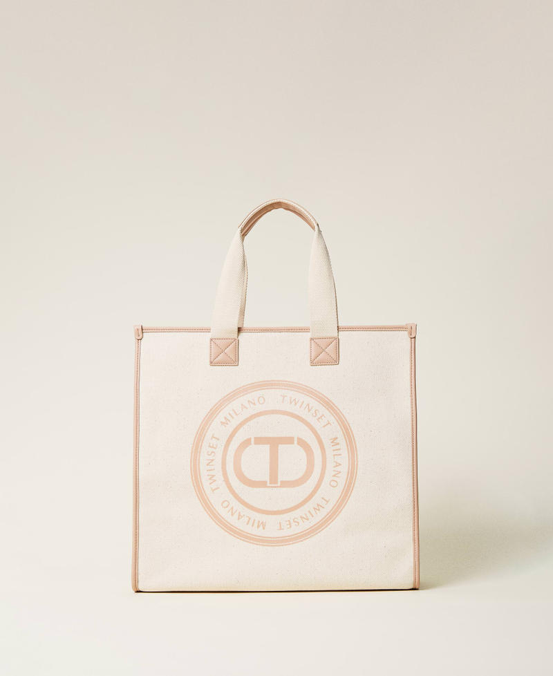 Large 'Aroha’ canvas shopping bag with logo Lily Woman 221TB7210_00381_01