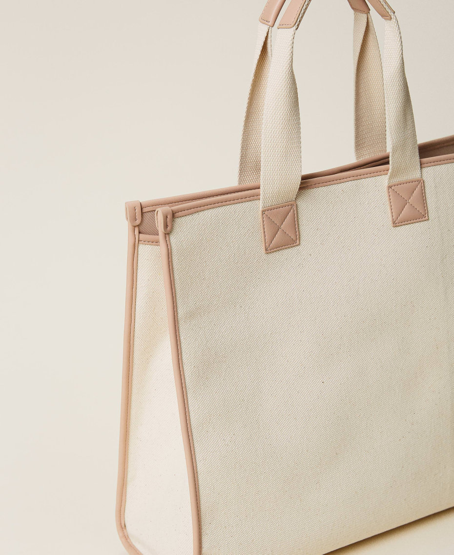 Large 'Aroha’ canvas shopping bag with logo Lily Woman 221TB7210_00381_04