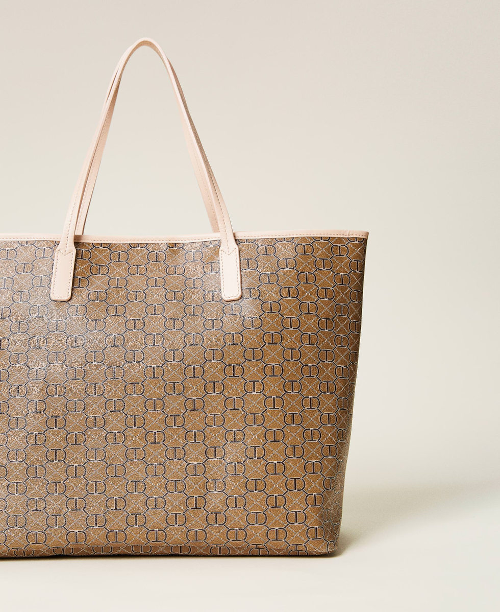Shopper with logo print Woman, Brown | TWINSET Milano