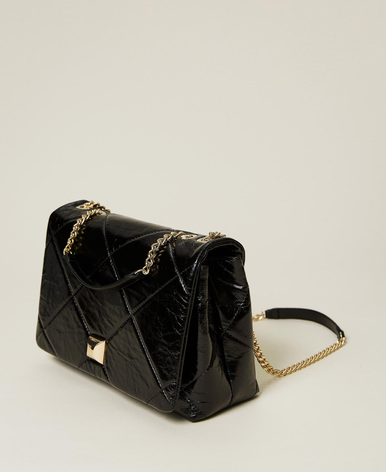 Grand sac à bandoulière « Cara » en cuir matelassé Noir Femme 221TB7310-02