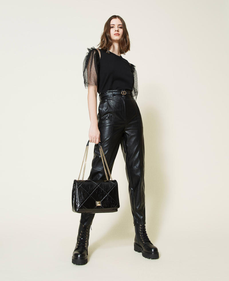 Große Umhängetasche „Cara“ aus gestepptem Leder