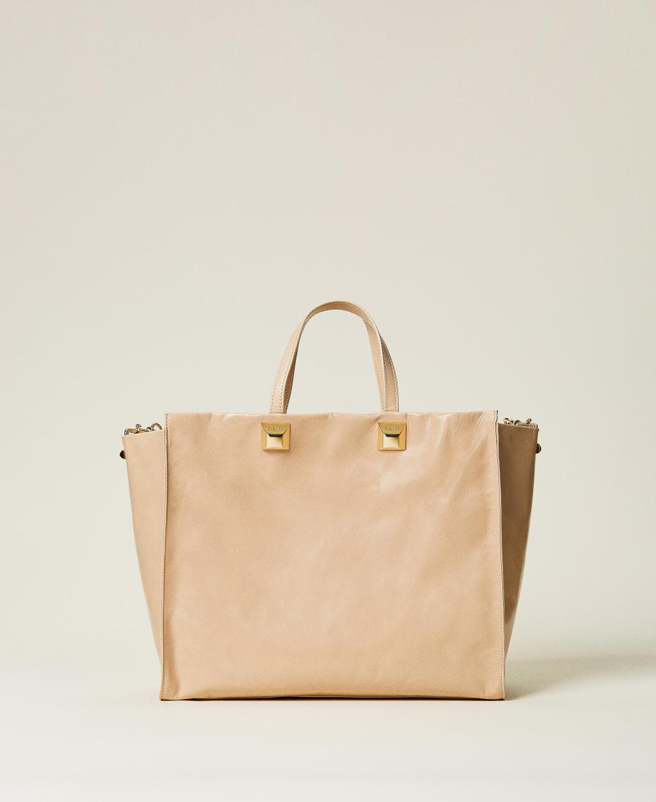 Große Twinset Bag im Shopperformat aus Leder „Cuban Sand“-Rosa Frau 221TB7320-01