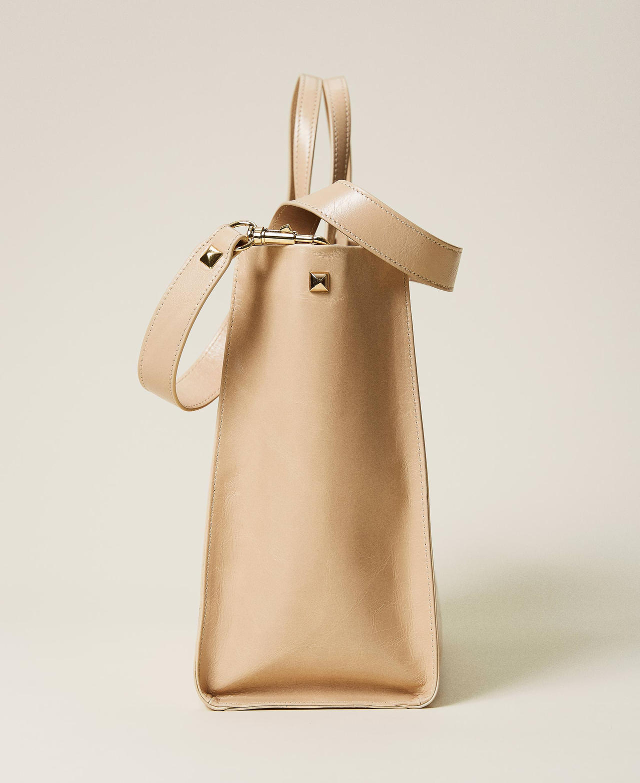 Große Twinset Bag im Shopperformat aus Leder „Cuban Sand“-Rosa Frau 221TB7320-02