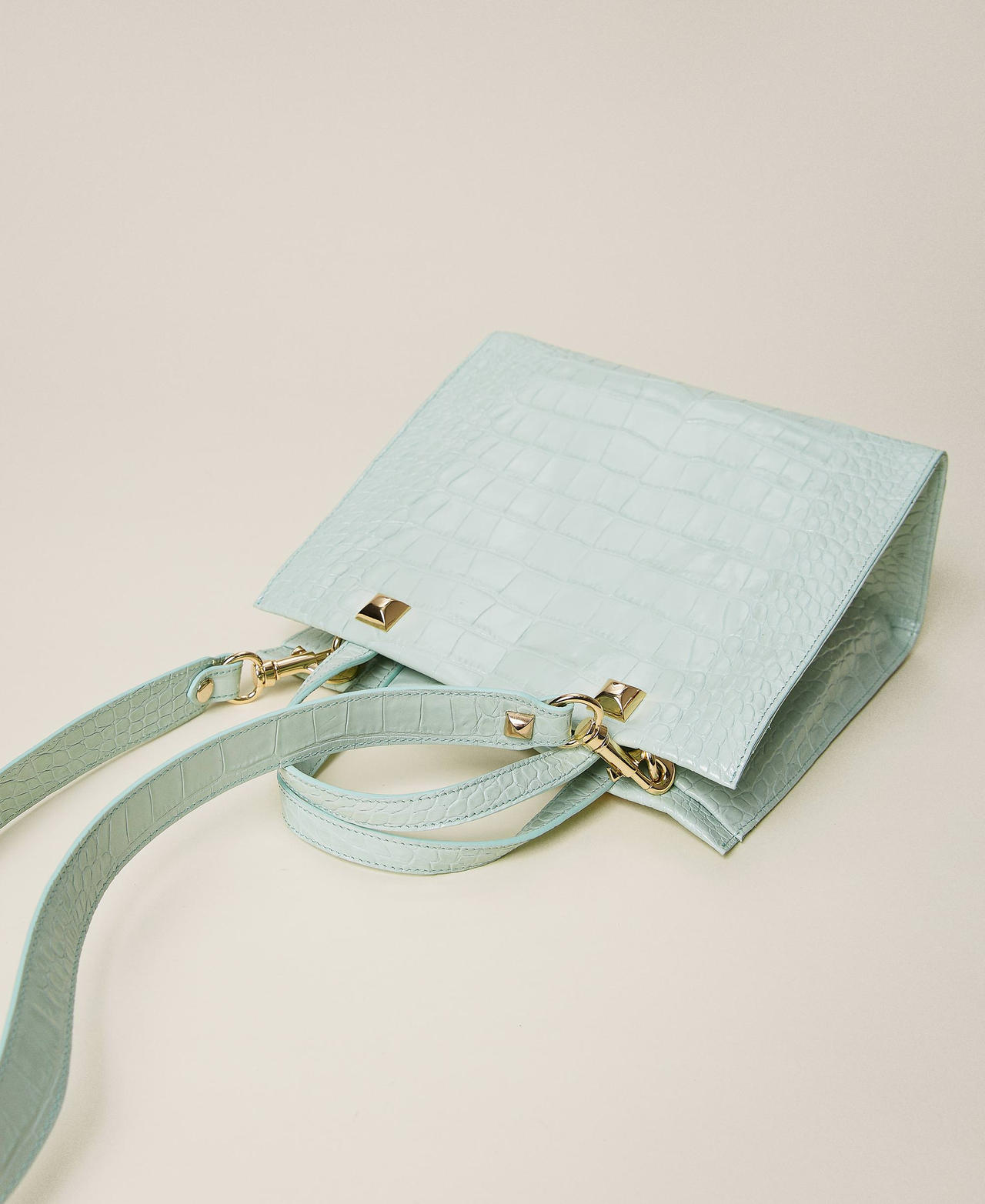 Cabas moyen Twinset Bag en cuir Imprimé Croco Vert « Lichen » Femme 221TB7330-02