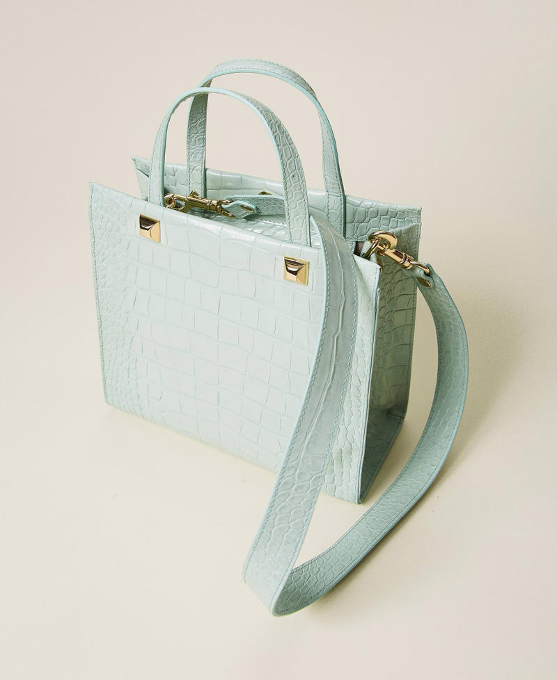 Cabas moyen Twinset Bag en cuir Imprimé Croco Vert « Lichen » Femme 221TB7330-04