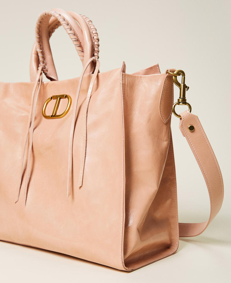 Кожаная сумка-шоппер со шнурками Розовый "Роза Сахары" женщина 221TB7350-02