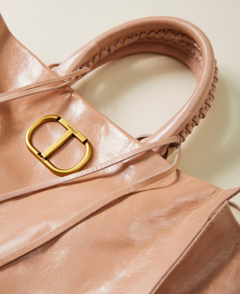 Кожаная сумка-шоппер со шнурками Розовый "Роза Сахары" женщина 221TB7350-03