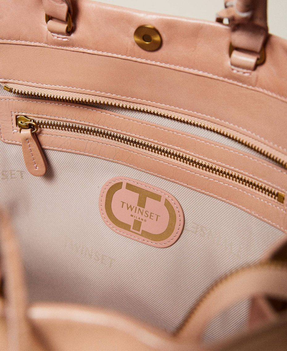 Кожаная сумка-шоппер со шнурками Розовый "Роза Сахары" женщина 221TB7350-05