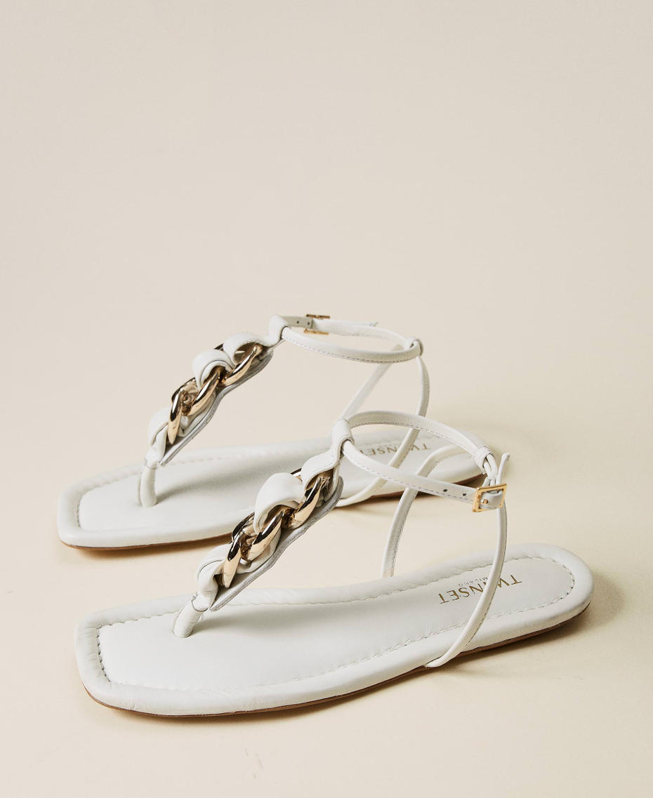 Leather thong sandals with chain Lily Woman 221TCP022-01