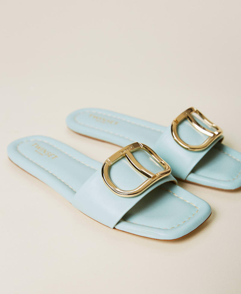 Sandales slides en cuir nappa avec logo Opaline Femme 221TCP042-01