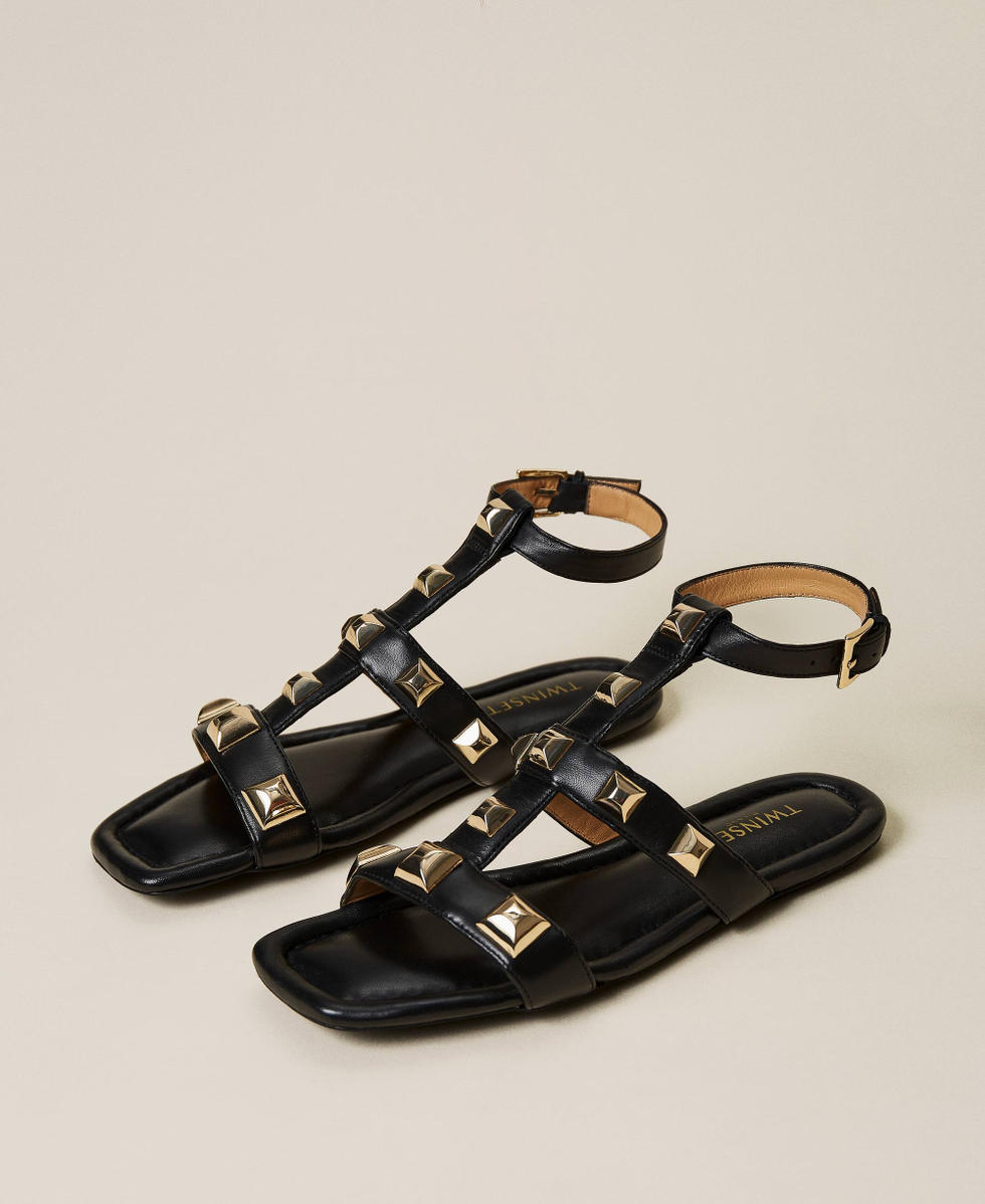 Nappa sandals with studs