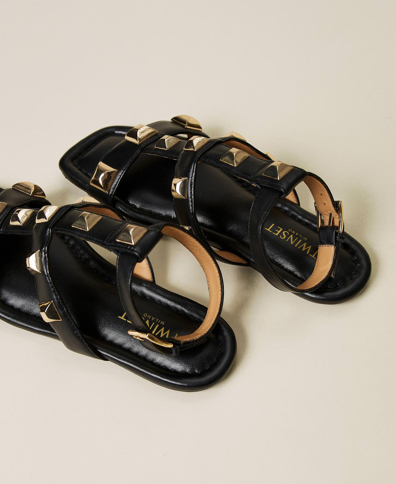 Nappa sandals with studs