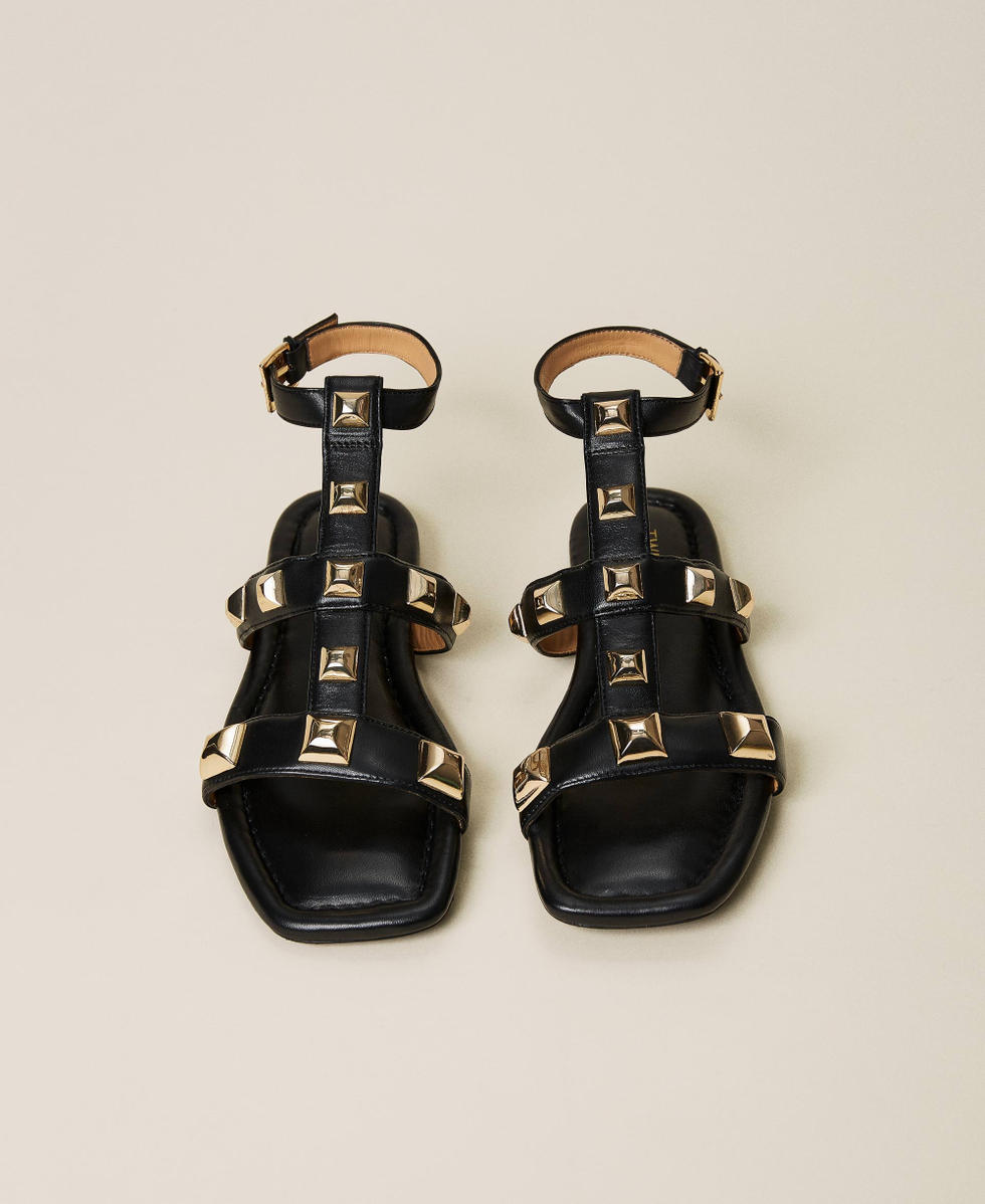 Nappa sandals with studs