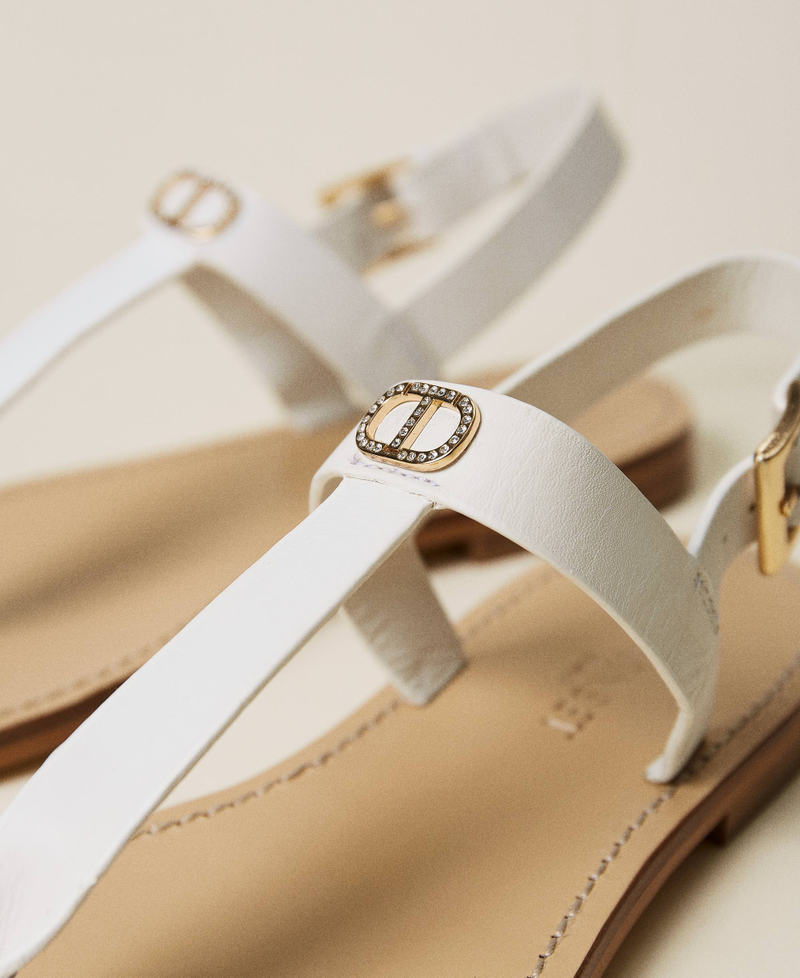 Thong sandals with rhinestone logo "Nude" Beige Woman 221TCP066-04