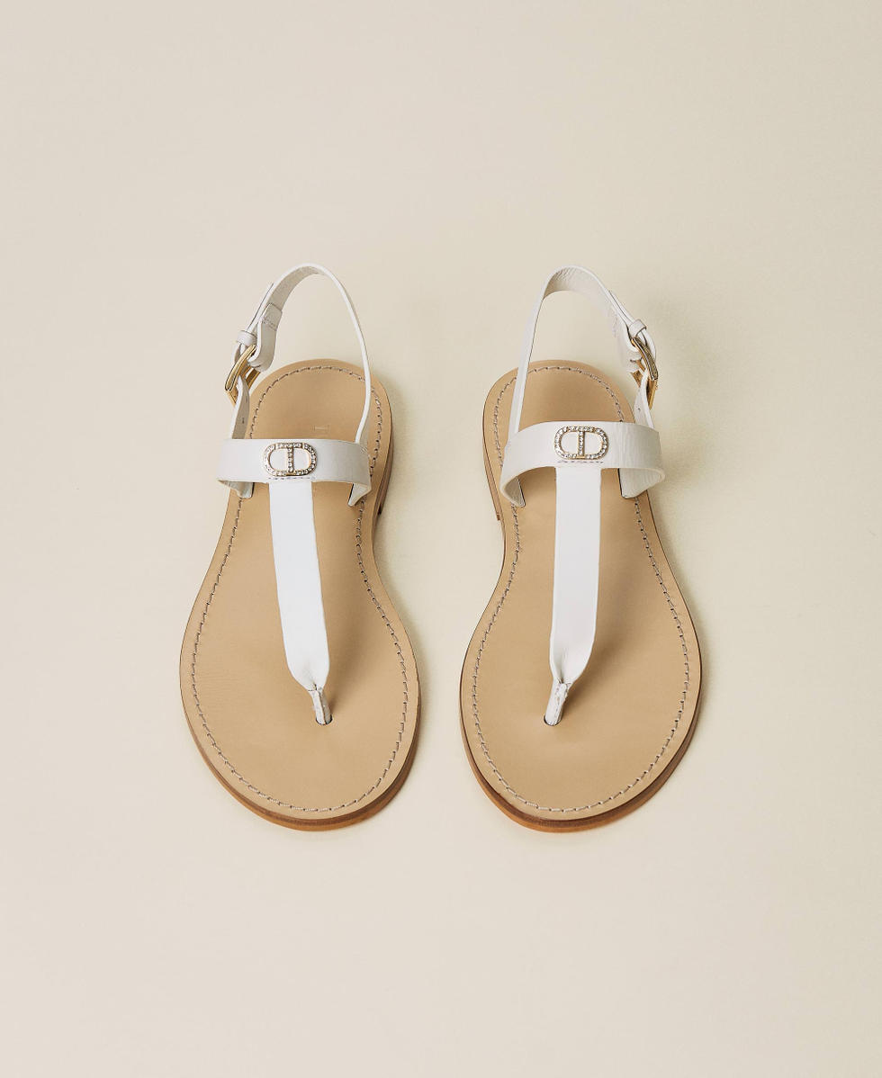 Sandali infradito con logo strass Donna Beige TWINSET Milano