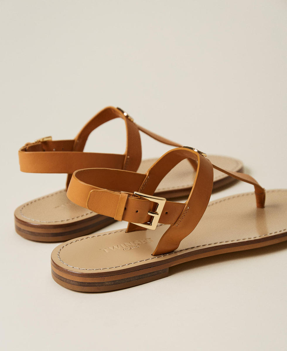 Tan t 2024 strap sandals