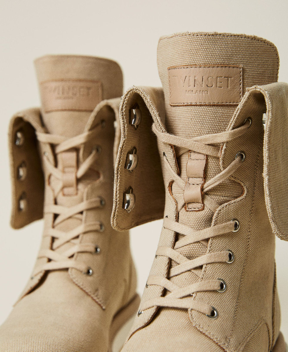 Canvas combat boots