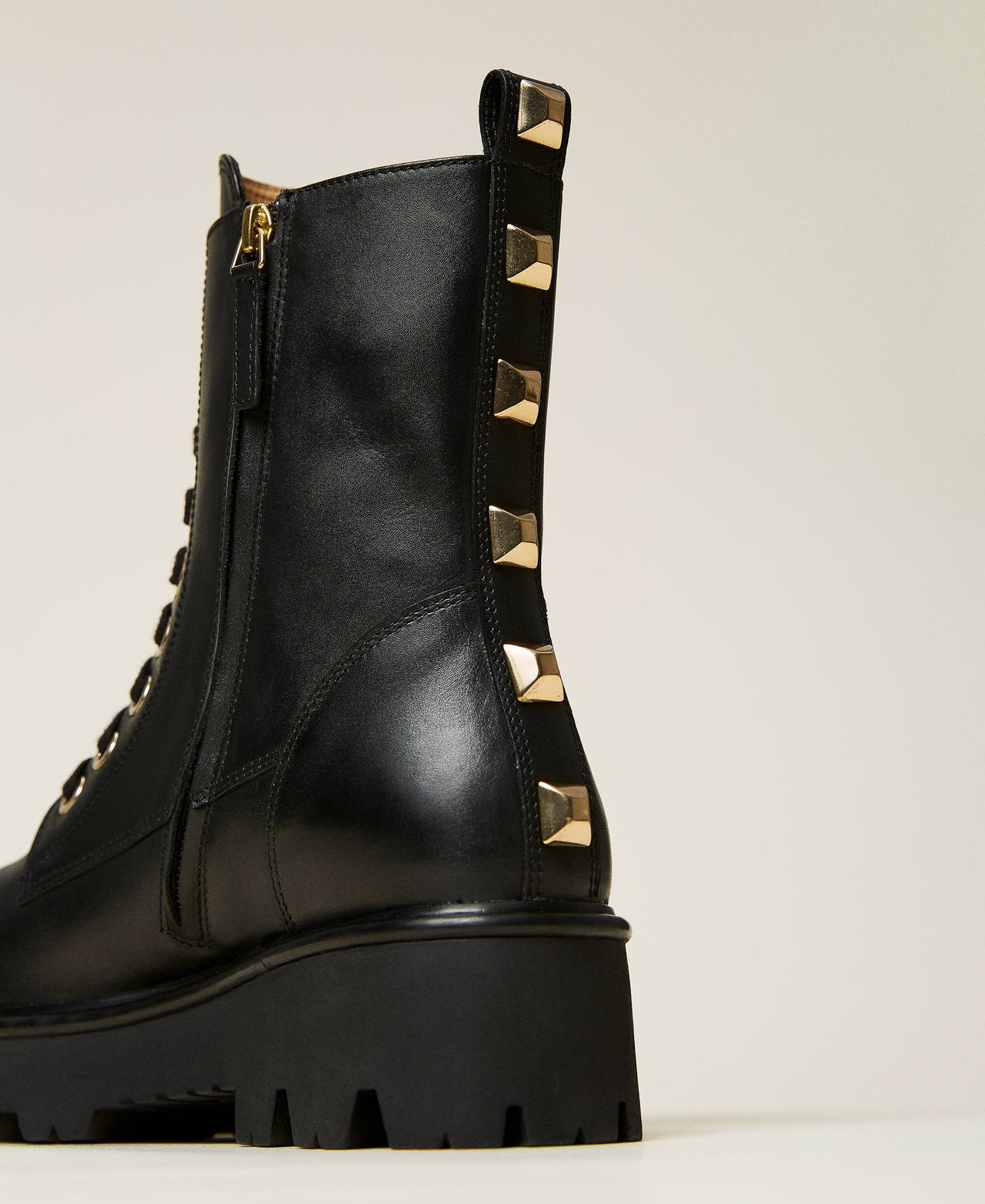 Black combat boots with studs discount