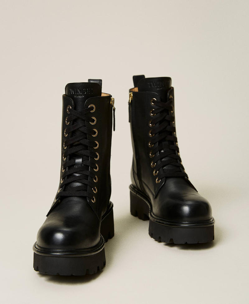 Black combat boots with studs sales