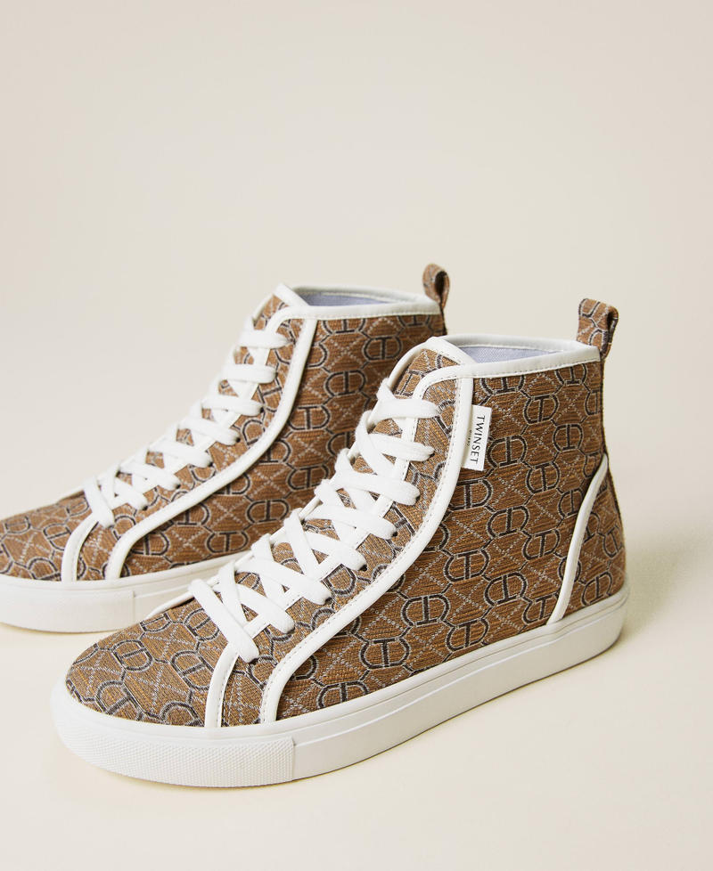 High top trainers with jacquard logo Camel Logo All Over Woman 221TCP130-01