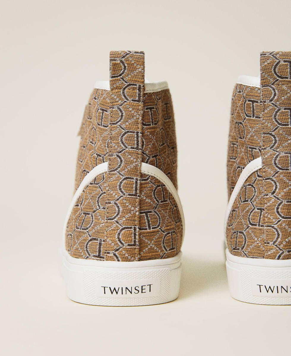 High top trainers with jacquard logo