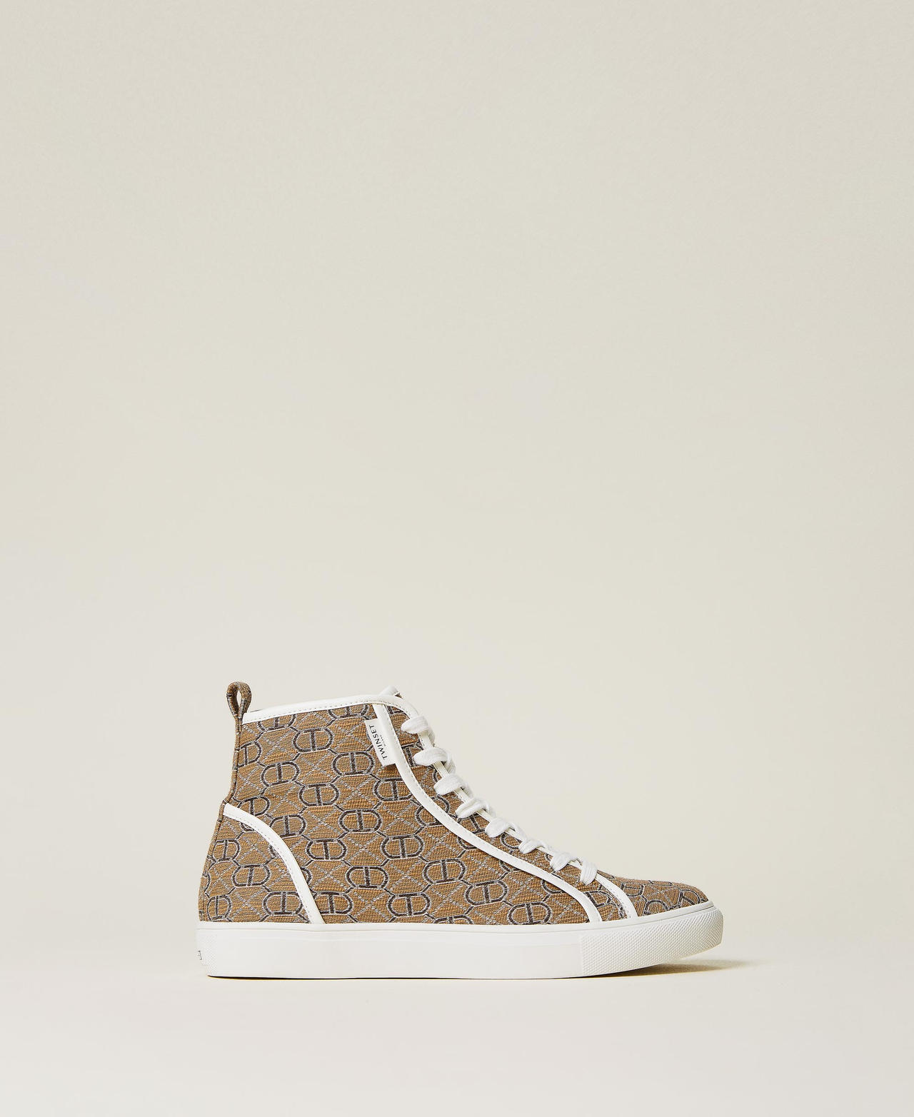 High top trainers with jacquard logo Camel Logo All Over Woman 221TCP130-03