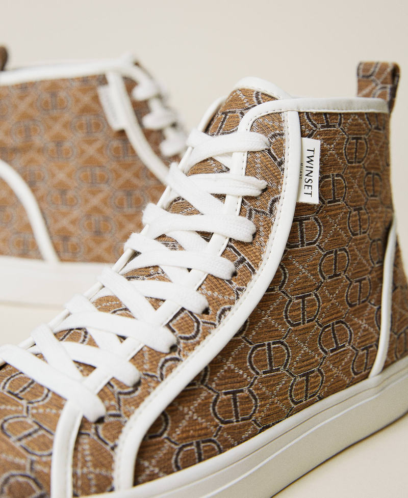 High top trainers with jacquard logo Camel Logo All Over Woman 221TCP130-04