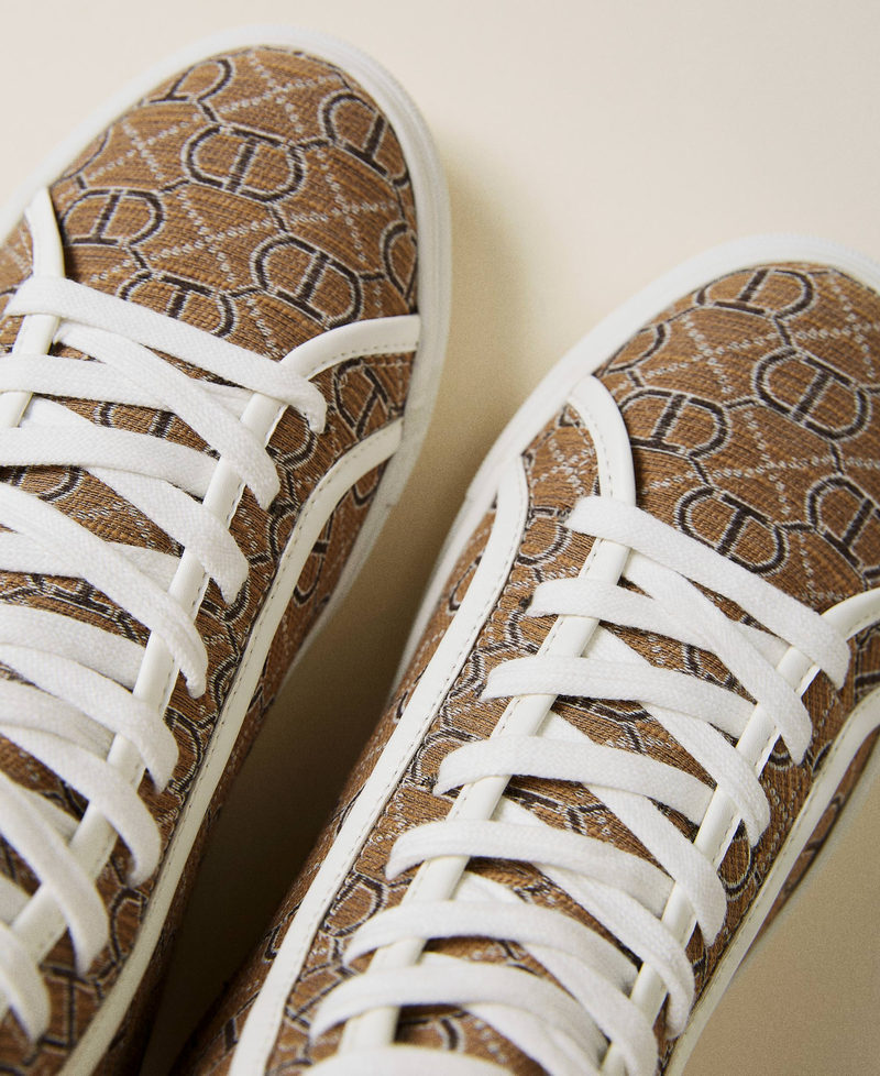 High top trainers with jacquard logo