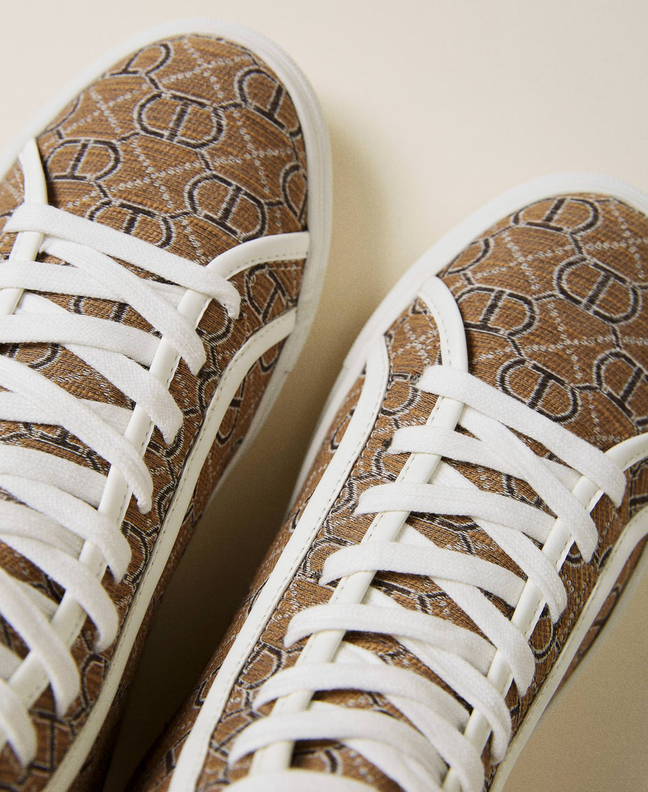 High top trainers with jacquard logo