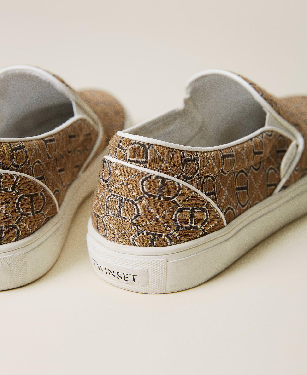 Slip-on trainers with jacquard logo Camel Logo All Over Woman 221TCP132-02