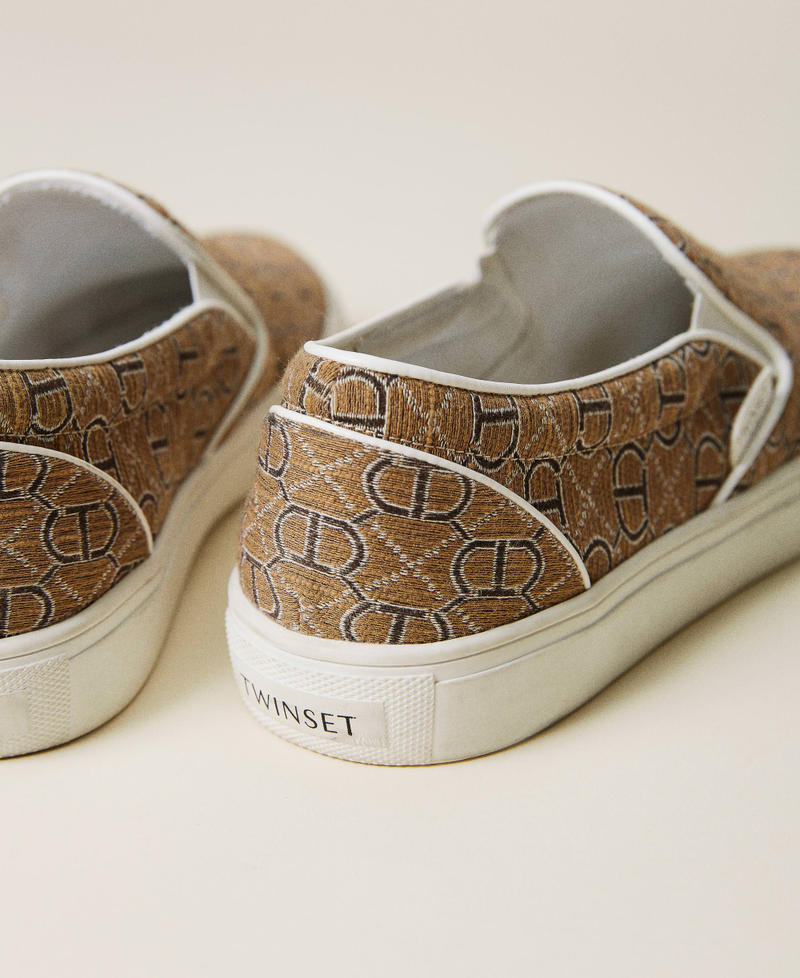 Slip-on trainers with jacquard logo Camel Logo All Over Woman 221TCP132-02